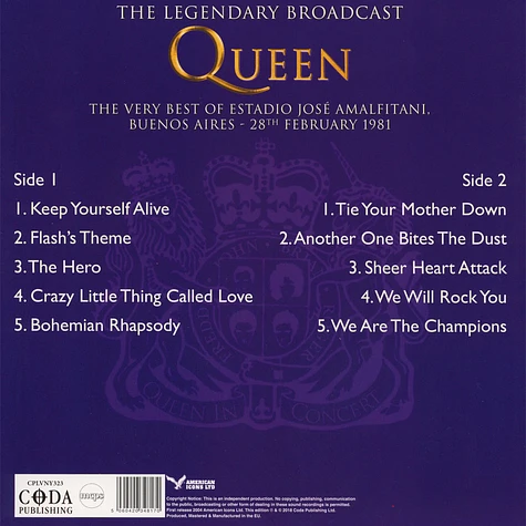 Queen - We Will Rock Buenos Aires Purple Vinyl Edition