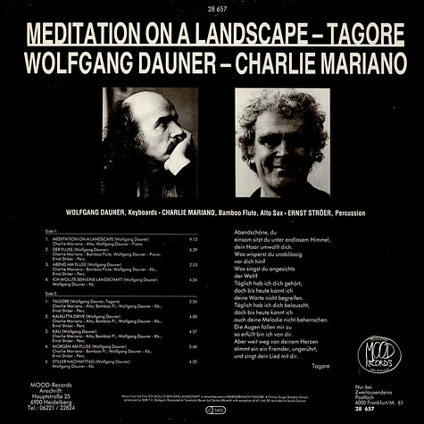 Wolfgang Dauner - Charlie Mariano - Meditation On A Landscape - Tagore