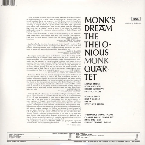 Thelonious Monk Quartet - Monk's Dream Gatefold Sleeve Edition