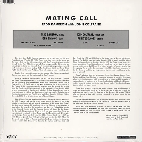 Tadd Dameron & John Coltrane - Mating Call