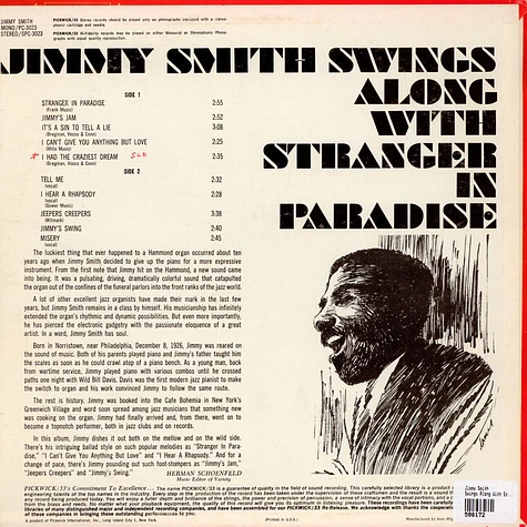 Jimmy Smith - Swings Along With Stranger In Paradise