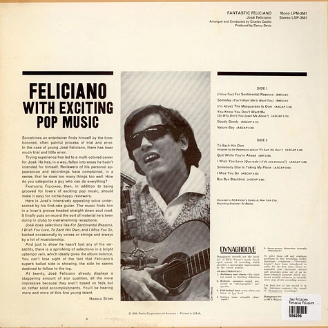 José Feliciano - Fantastic Feliciano (The Voice And Guitar Of José Feliciano)