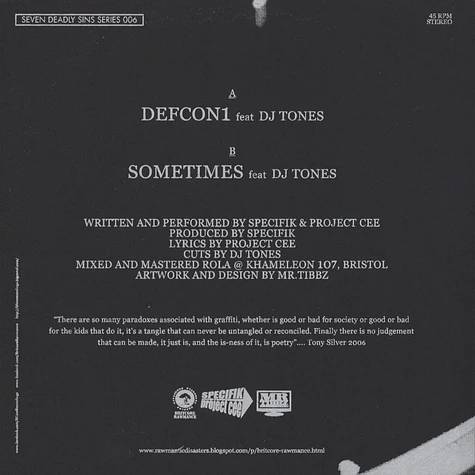 Specifik & Project Cee - Defcon 1 / Sometimes