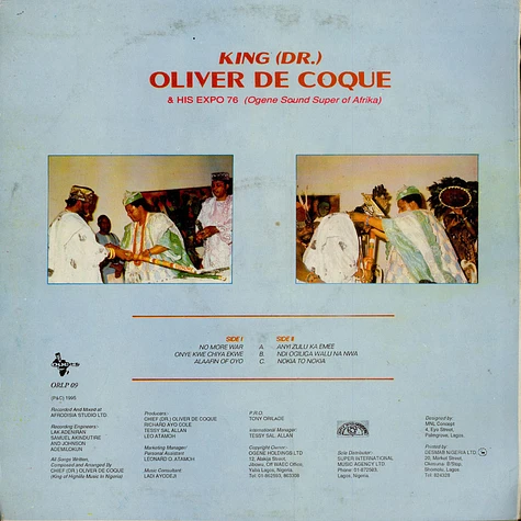 Oliver De Coque And His Expo'76-Ogene Sound Super Of Africa - No More War