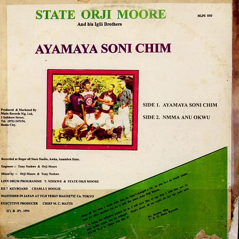 State Orji Moore And His Igili Brothers - Ayamaya Soni Chim