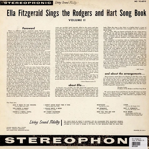 Ella Fitzgerald - Sings The Rodgers And Hart Song Book Volume 2
