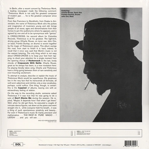 Thelonious Monk - Criss-Cross Gatefold Sleeve Edition