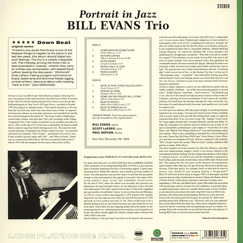 The Bill Evans Trio - Portrait In Jazz Green Vinyl Edition