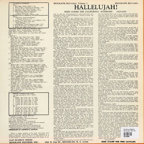 California Ramblers - Hallelujah! Here Comes The California Ramblers