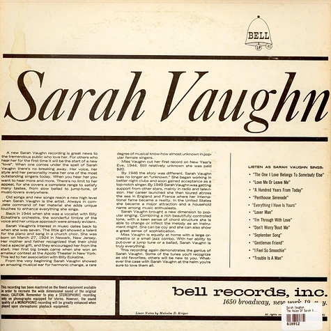Sarah Vaughan - The Voice Of Sarah Vaughan