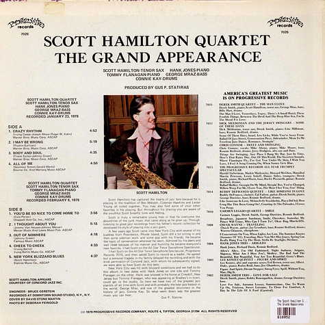 The Scott Hamilton Quartet - The Grand Appearance