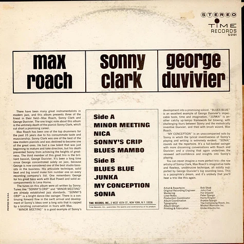 Max Roach, Sonny Clark, George Duvivier - Max Roach, Sonny Clark, George Duvivier