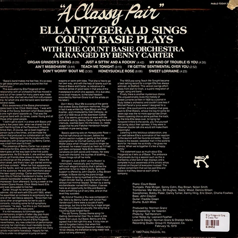 Ella Fitzgerald Sings Count Basie Plays With Count Basie Orchestra - A Classy Pair