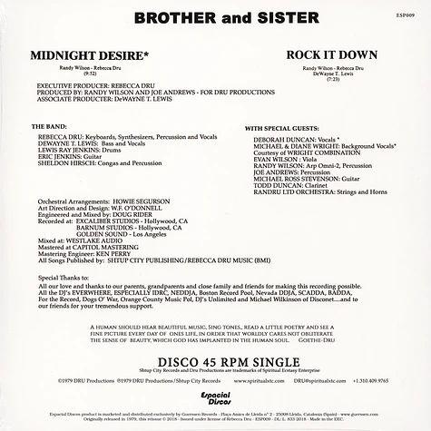 Brother And Sister - Midnight Desire / Rock It Down