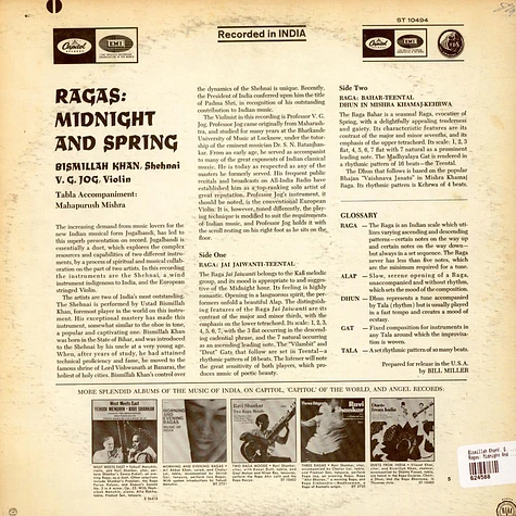 Bismillah Khan, V. G. Jog - Ragas: Midnight And Spring