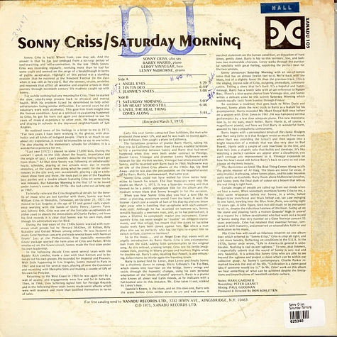 Sonny Criss - Saturday Morning