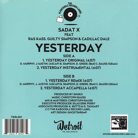 Sadat X - Yesterday Feat. Ras Kass, Guilty Simpson & Cadillac Dale
