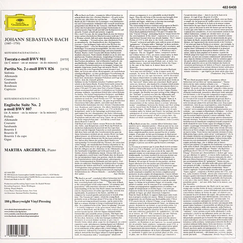 Martha Argerich - Toccata Bwv 911, Partita Bwv 826, Englische Suite 2