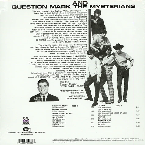 Question Mark & The Mysterians - 96 Tears Limited Clear Teardrop Colored Vinyl Edition