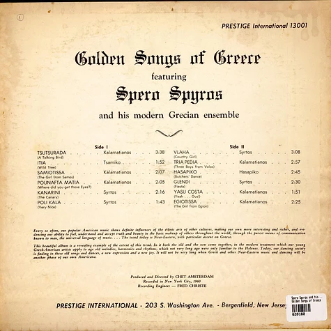 Spero Spyros and his Grecian Ensemble - Golden Songs of Greece