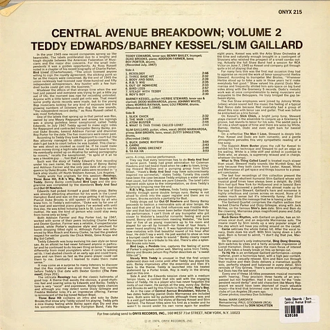 Teddy Edwards / Barney Kessel / Slim Gaillard - Central Avenue Breakdown, Volume 2
