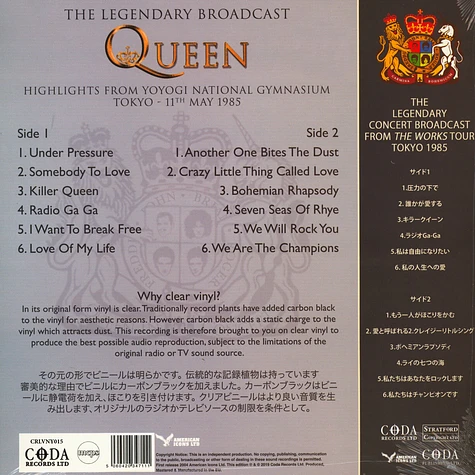 Queen - Radio Ga Ga In Tokyo - Japan 1985 Clear Vinyl Edition