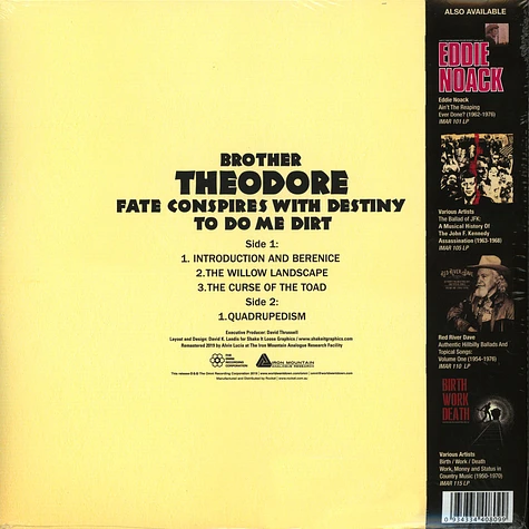 Brother Theodore - Fate Conspires With Destiny To Do Me Dirt (1959-1972) Record Store Day 2019 Edition