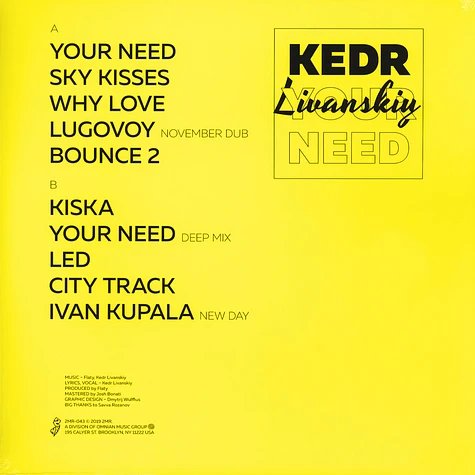 Kedr Livanskiy - Your Need Neon Yellow Vinyl Edition