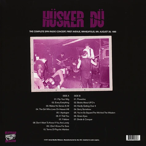 Hüsker Dü - The Complete Spin Radio Concert-First Avenue, Minneapolis, MN. Aug. 28, 1985