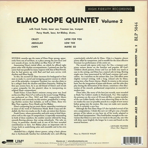 Elmo Hope Quintet - Volume 2