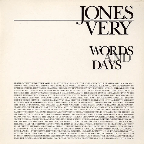 Jones Very - Words And Days