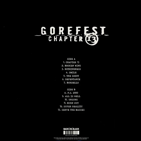 Gorefest - Chapter 13 Clear With Orange/White Splatter Vinyl Edition