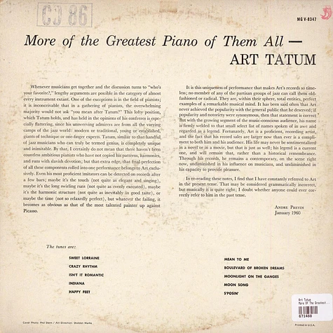 Art Tatum - More Of The Greatest Piano Of Them All