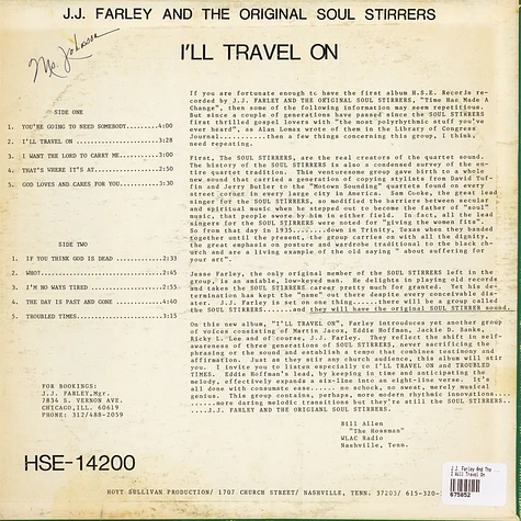 J.J. Farley And The Original Soul Stirrers - I Will Travel On