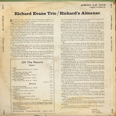 The Richard Evans Trio - Richard's Almanac