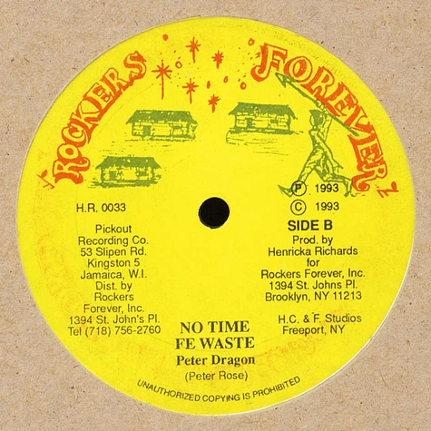 Trevor Sparks & Mikey Fungus / Peter Dragon - No Time Fe Waste; Version (Orig. Press) - Comfort Zone / Version / No Time Fe Waste / Version