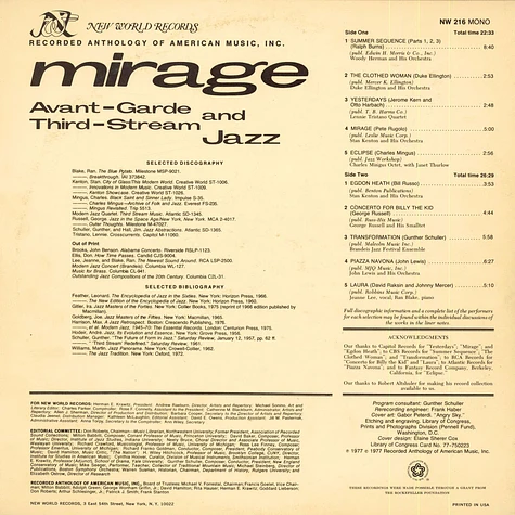 V.A. - Mirage: Avant-Garde And Third-Stream Jazz