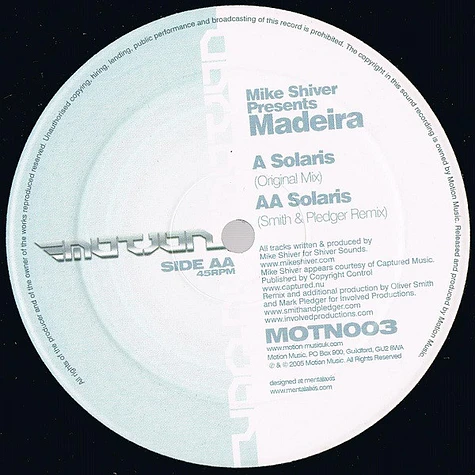 Mike Shiver Presents Madeira - Solaris
