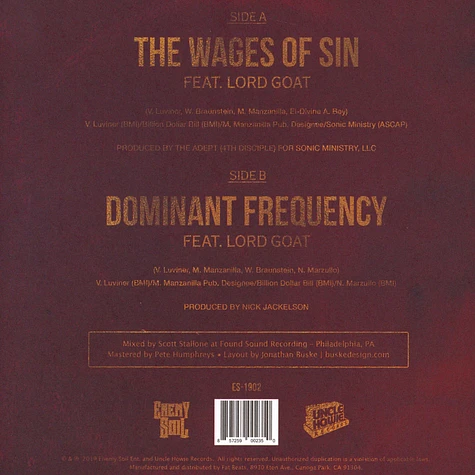 Heavy Metal Kings (Ill Bill & Vinnie Paz) - The Wages Of Sin / Dominant Frequency