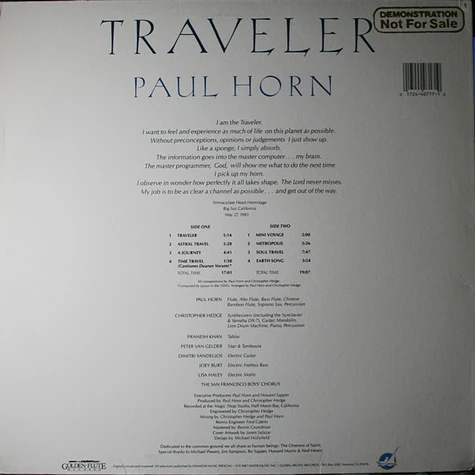 Paul Horn With Christopher Hedge - Traveler