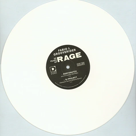 Fabio & Grooverider - 30 Years Of Rage Part 2 White Vinyl Edition