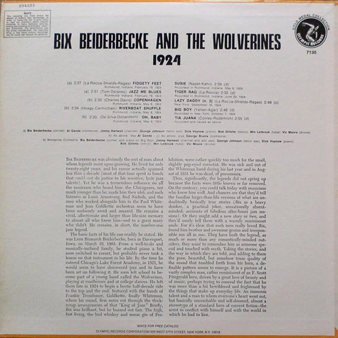 Bix Beiderbecke And The Wolverines - 1924