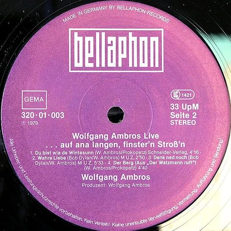 Wolfgang Ambros - Live (...Auf Ana Langen, Finster'n Stroß'n)