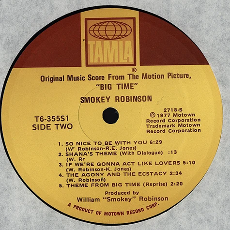 Smokey Robinson - Big Time (Original Music Score From The Motion Picture)