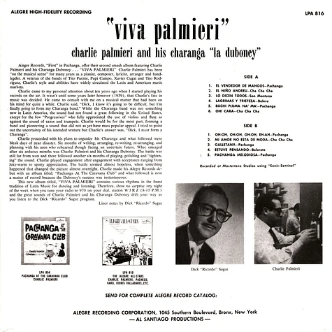 Charlie Palmieri & His Charanga (La Duboney) - Viva Palmieri