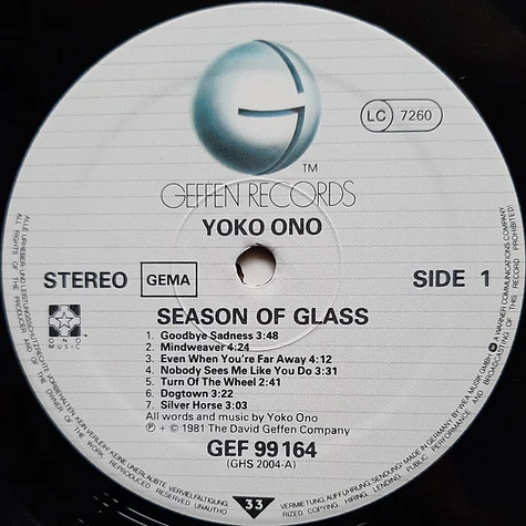 Yoko Ono - Season Of Glass
