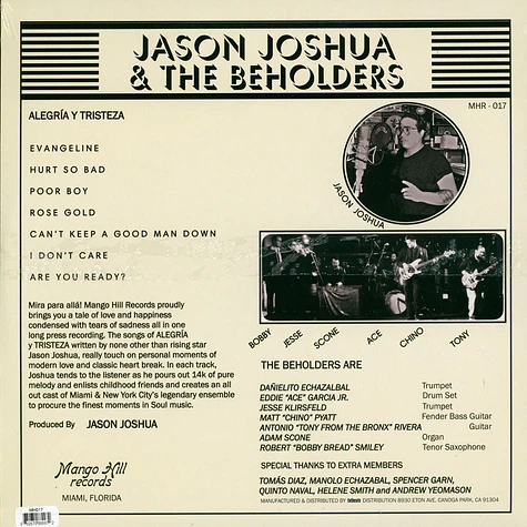 Jason Joshua & The Beholders - Alegria Y Tristeza