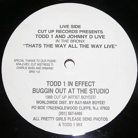 Todd 1 And Johnny D - All The Ladies In The House / Thats The Way All The Way Live