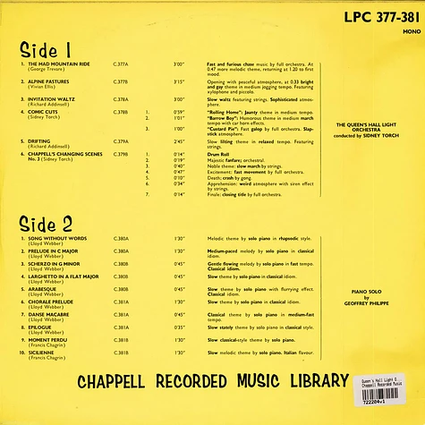 The Queen's Hall Light Orchestra / Geoffrey Philippe - Chappell Recorded Music