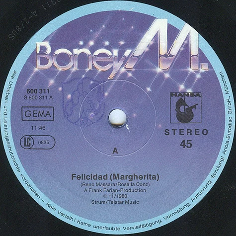 Boney M. - Felicidad (Margherita)